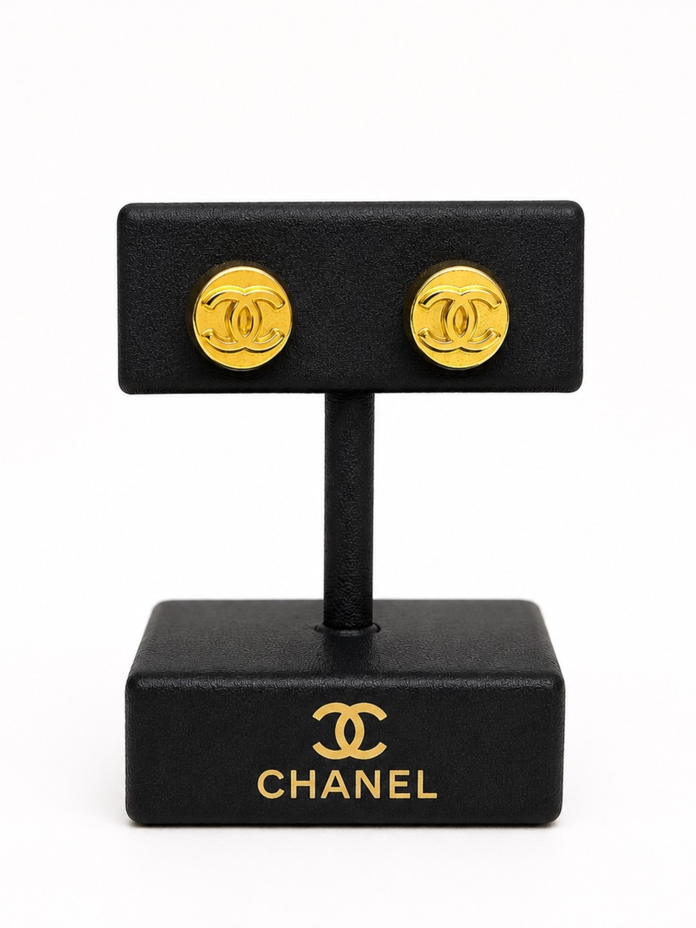 CHANEL Gold CC Medallion Stud Earrings